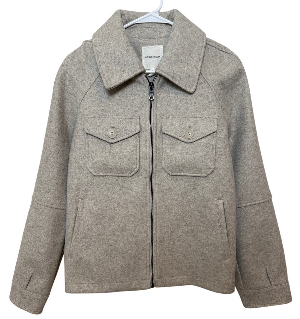 Avec Les Filles Relaxed Zip Front Shacket Small Chic Minimalist Utilitarian